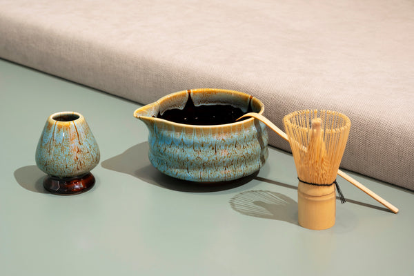 Matcha Set — Blue/Brown Reactive Glaze - Unusual Coffees