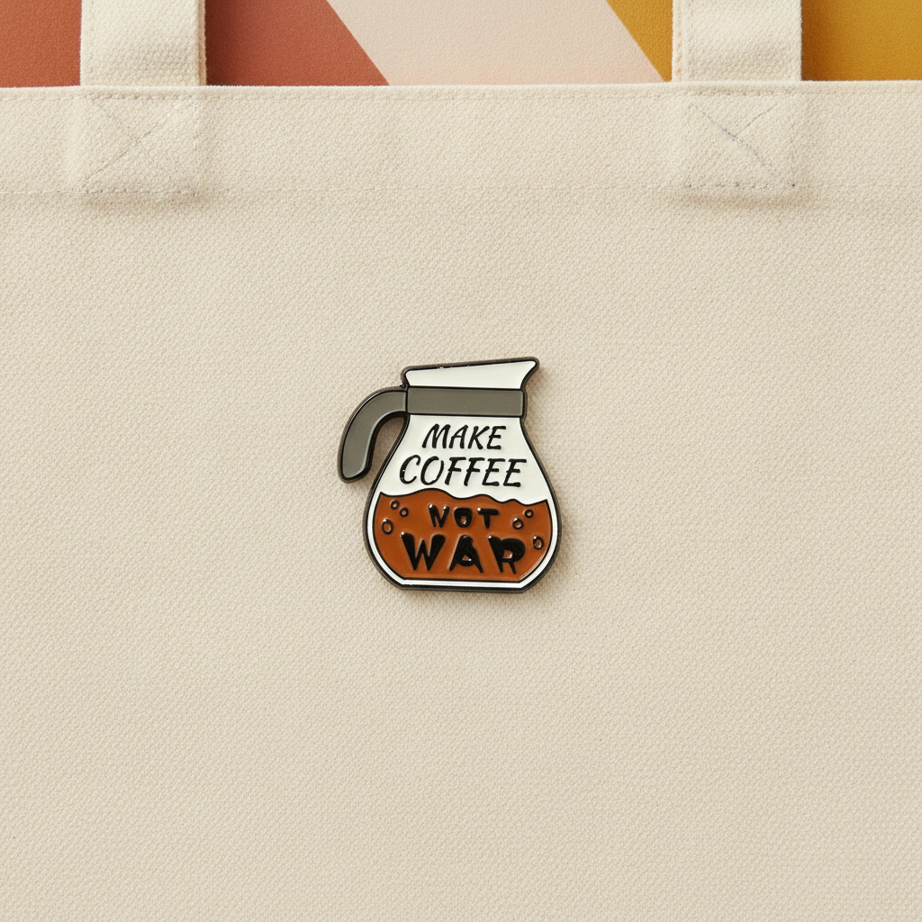 "Make coffee not war" pin